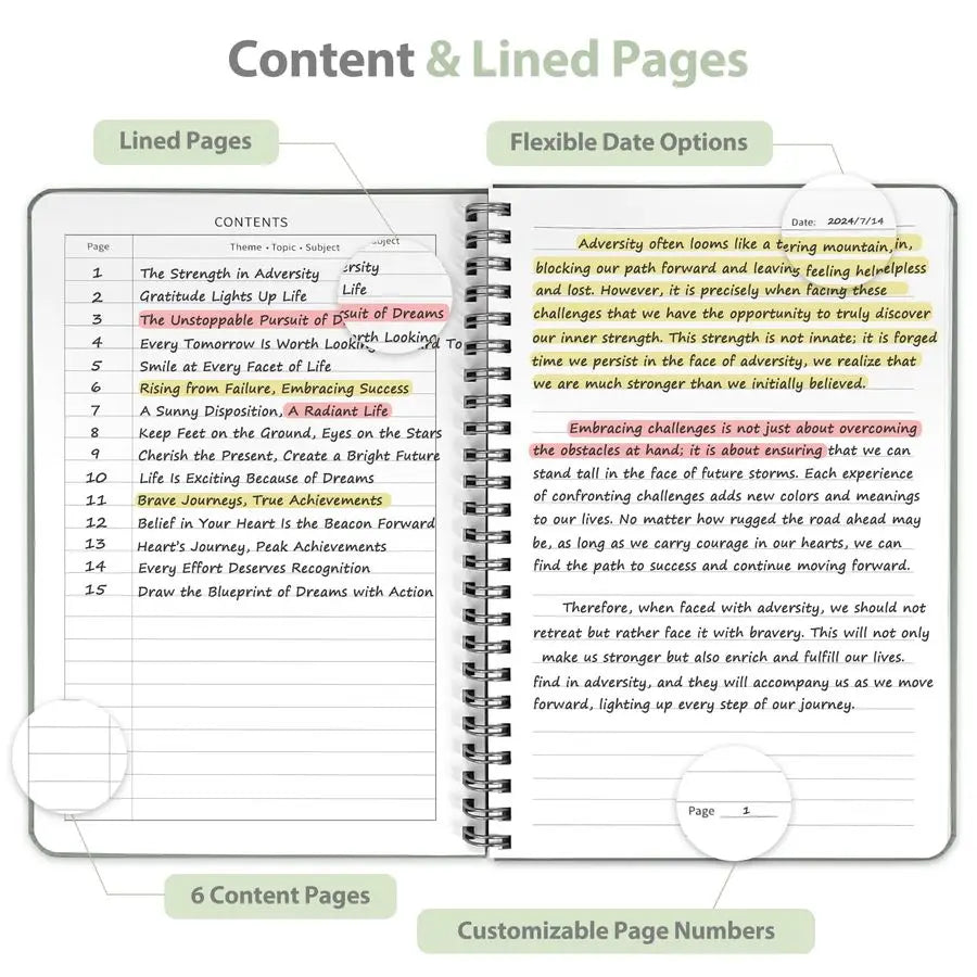 Journaling Notebooks, A5 Lined Spiral Notebook for Women Men, 146 Pages College Ruled Hardcover Note Book for Work, Note Taking,