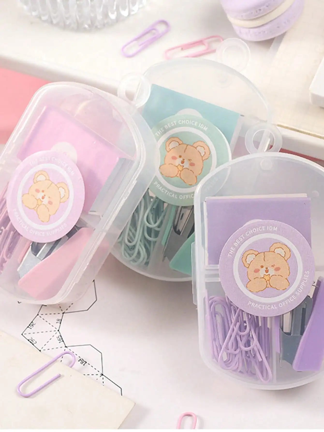 1PC Macaron Color Mini Stapler 3 Colors Optional Cute Portable Small Size Stationery Combination Suit for Office Supplies