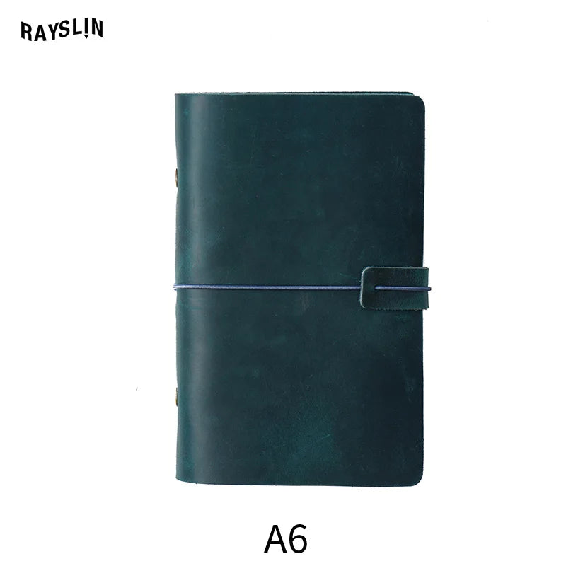 A5 A6 A7 Loose-leaf Notebook Cowhide Leather Journal Planner 192 Pages School Office Note Book Lined Blank Pure Color Retro Gift
