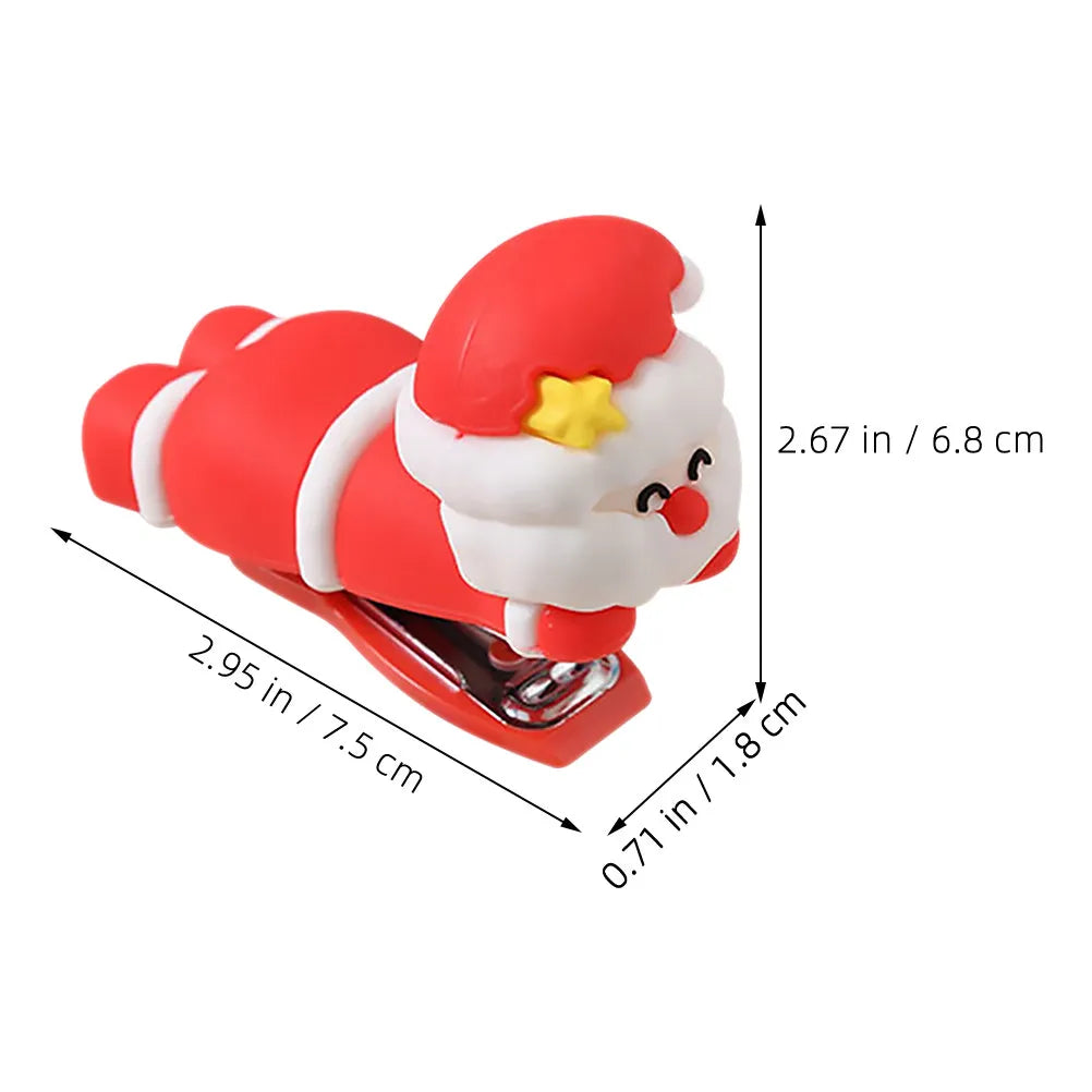 Santa Claus Stapler Small Cute Cartoon Portable Desktop Office Stapler Mini Travel Stationery for School Home Small Staplers