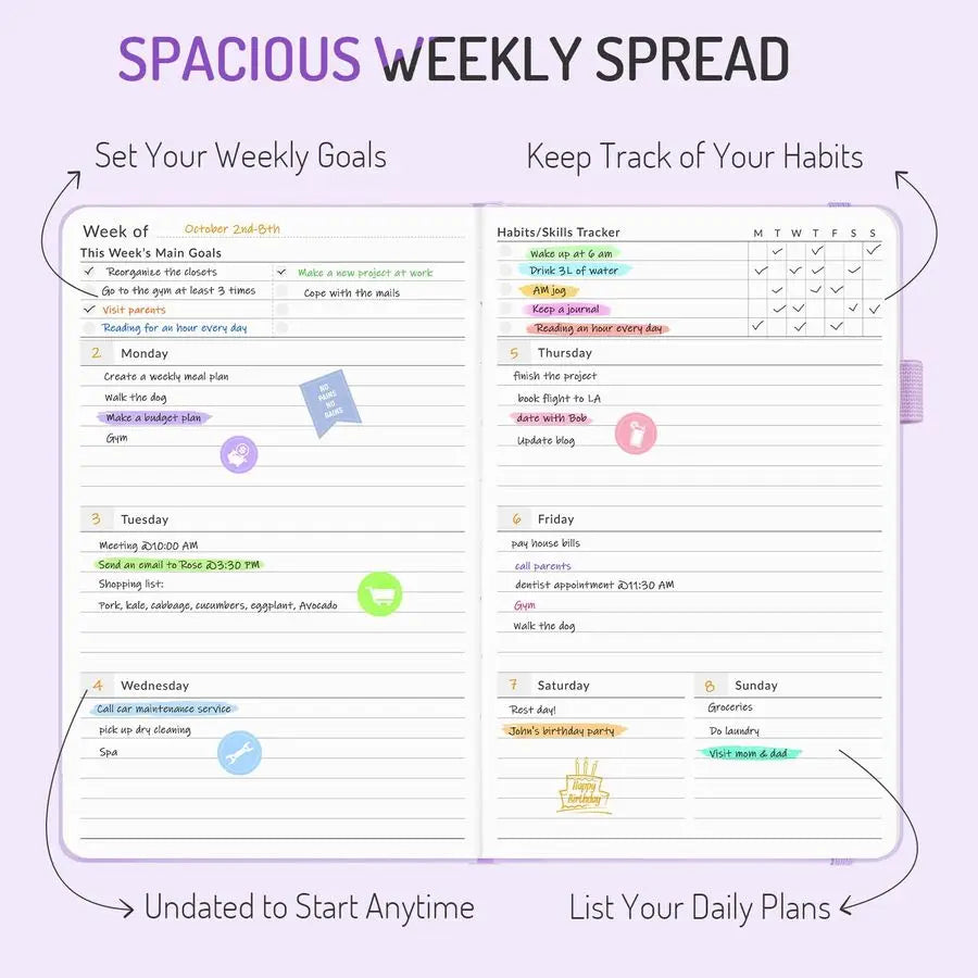 Weekly Planner for 2026, Simplified Weekly amp Monthly Calendar Planner, Cute Daily Organizer Notebook, Agenda Journal to Track