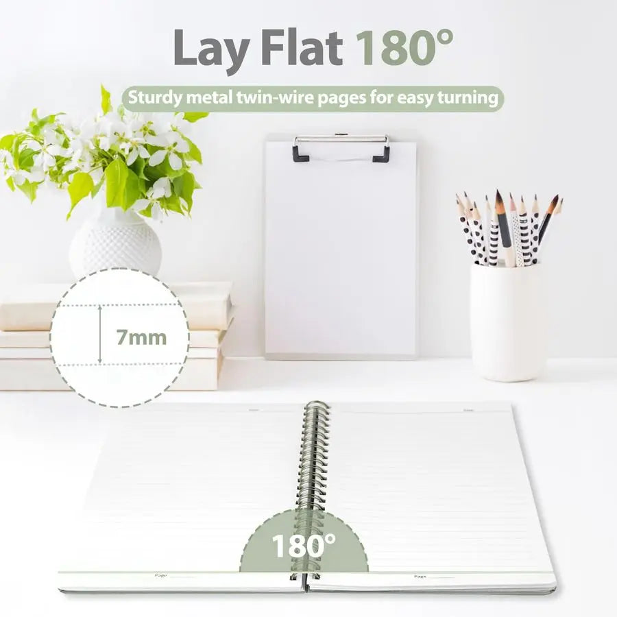 Journaling Notebooks, A5 Lined Spiral Notebook for Women Men, 146 Pages College Ruled Hardcover Note Book for Work, Note Taking,