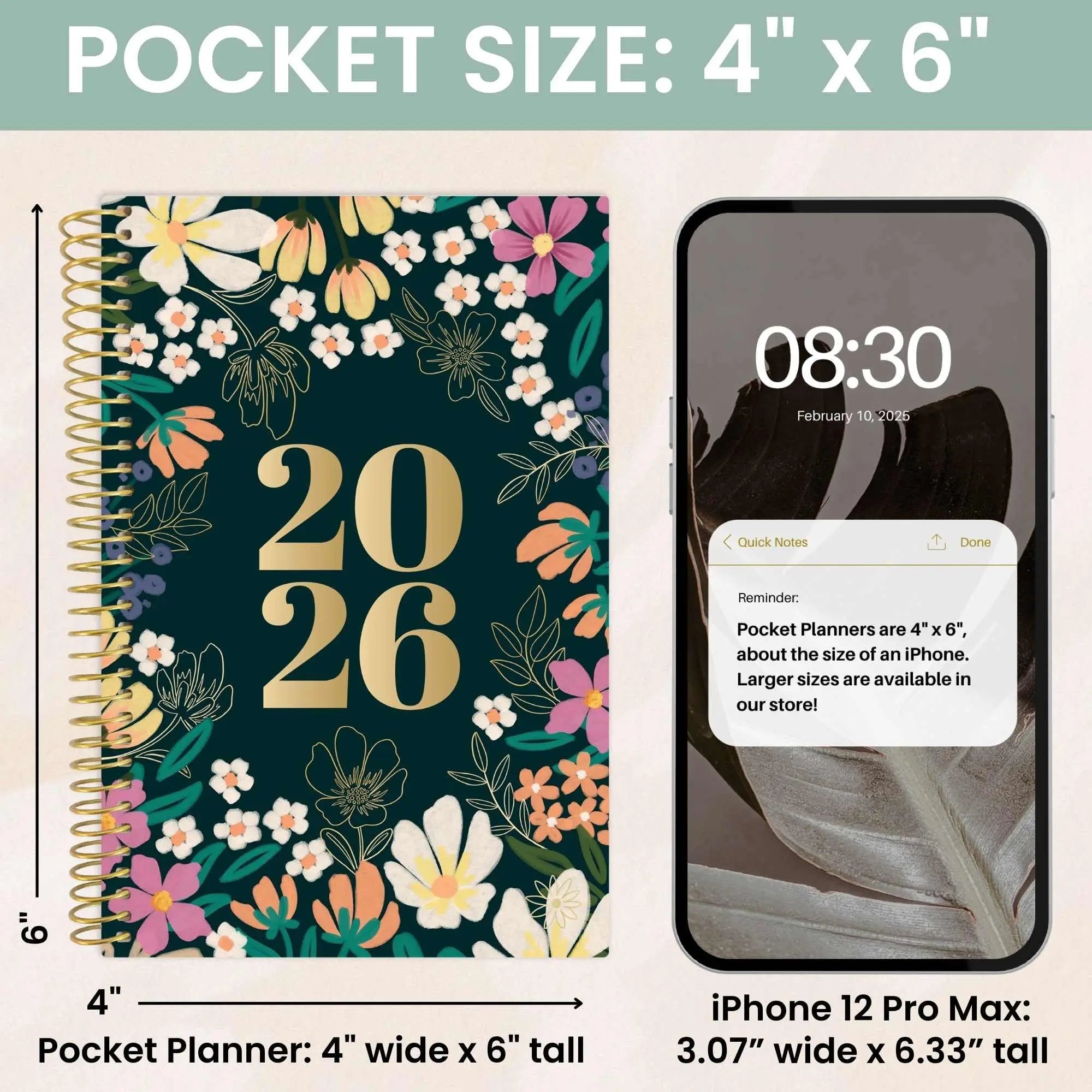 Portable A5 2026 Schedule Book Flowers To Do List DailyPlanner Planner Reminder Coil Notebook Agenda BookStudents
