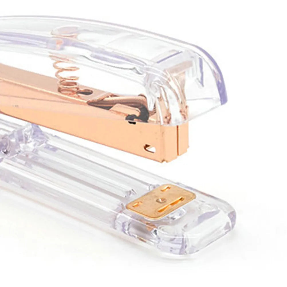 Stapler Rose Gold High Luster Finish Elegant Compact Design for Paper Documents Stationery Fastening Desk Stapler Home Office