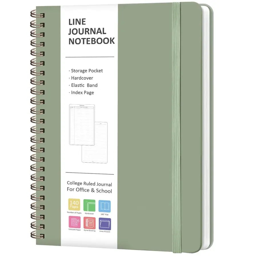 Journaling Notebooks, A5 Lined Spiral Notebook for Women Men, 146 Pages College Ruled Hardcover Note Book for Work, Note Taking,