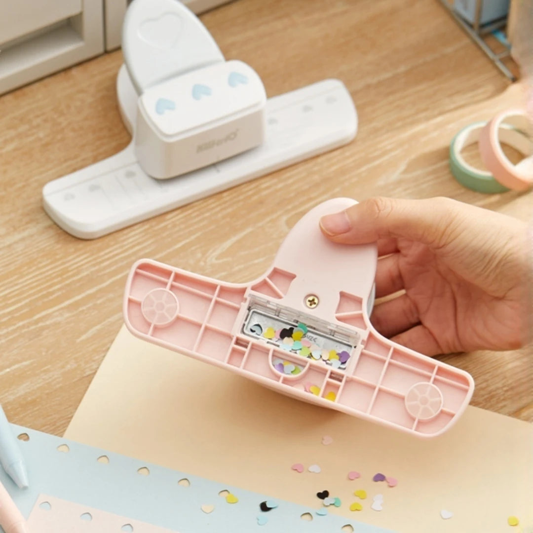 love shape 3 Hole Punch 4mm Dia 19mm Space Loose Leaf Notebooks Scrapbooking Puncher Pink for A5 A6 A7 A8 A7 Pocket Puncher