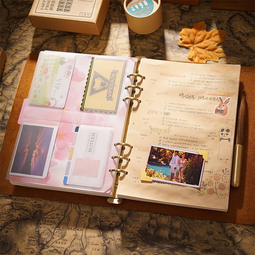 A5 A6 A7 Loose-leaf Notebook Cowhide Leather Journal Planner 192 Pages School Office Note Book Lined Blank Pure Color Retro Gift