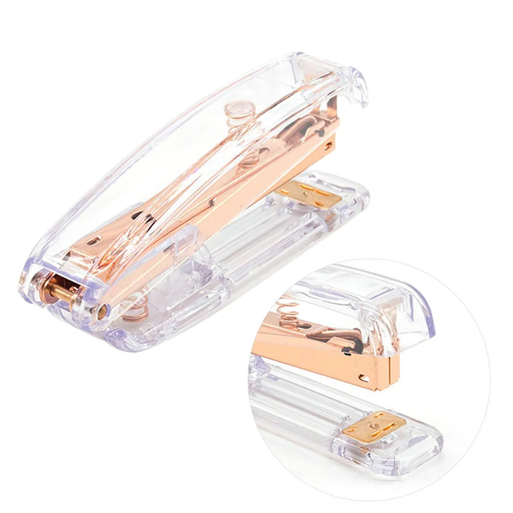 Stapler Rose Gold High Luster Finish Elegant Compact Design for Paper Documents Stationery Fastening Desk Stapler Home Office