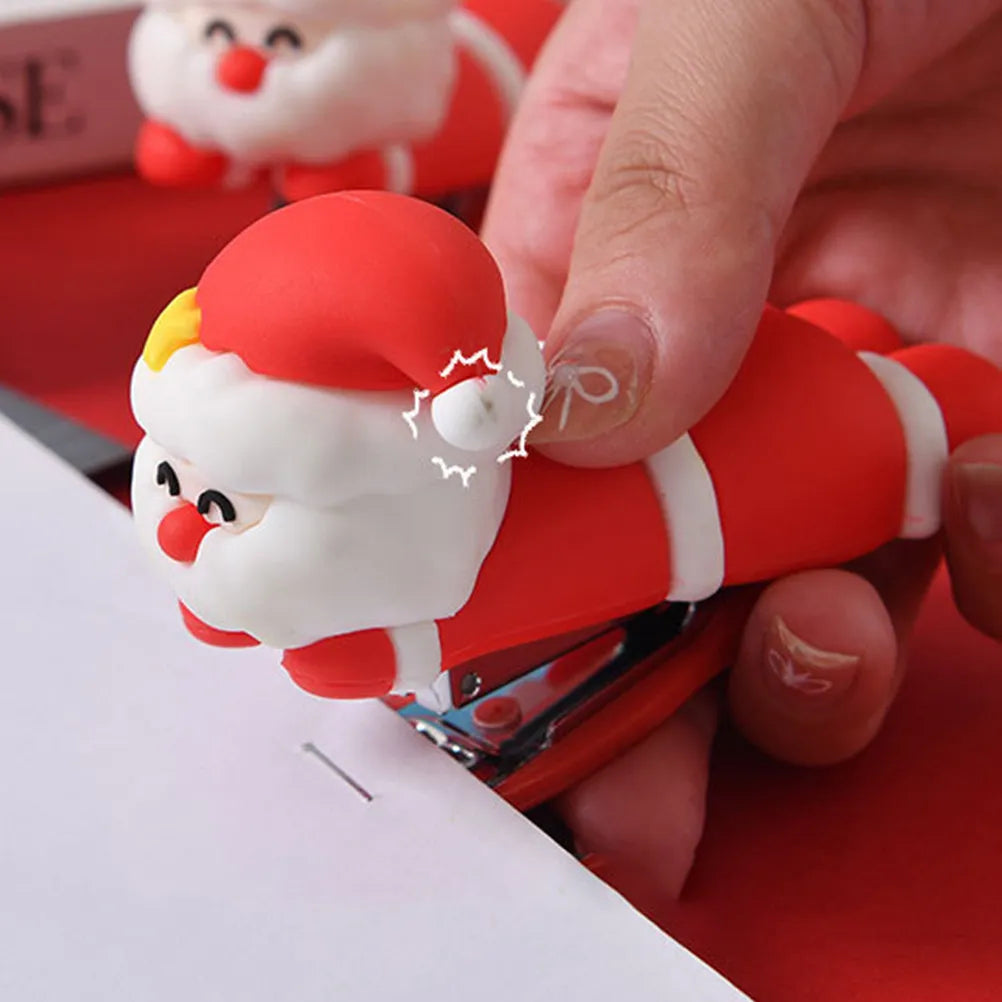Santa Claus Stapler Small Cute Cartoon Portable Desktop Office Stapler Mini Travel Stationery for School Home Small Staplers