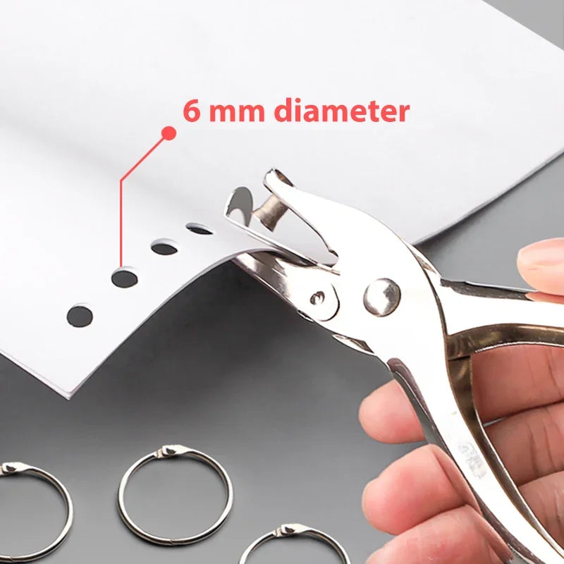 Single Hole Punch 8 Sheet Capacity 6mm Diameter Hole Puncher Hand Paper Scrapbooking Punches for Home Office School Supplies