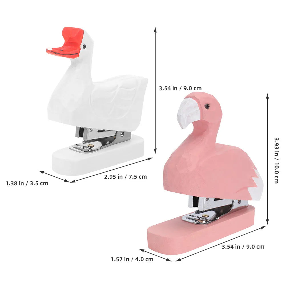 2Pcs Adorable Animal Shaped Wooden Stapler Compact Lightweight Stapler for Students Teachers Travel Office Decoration Lovely
