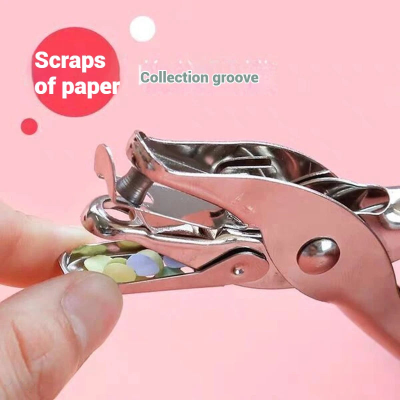 Single Hole Punch 8 Sheet Capacity 6mm Diameter Hole Puncher Hand Paper Scrapbooking Punches for Home Office School Supplies