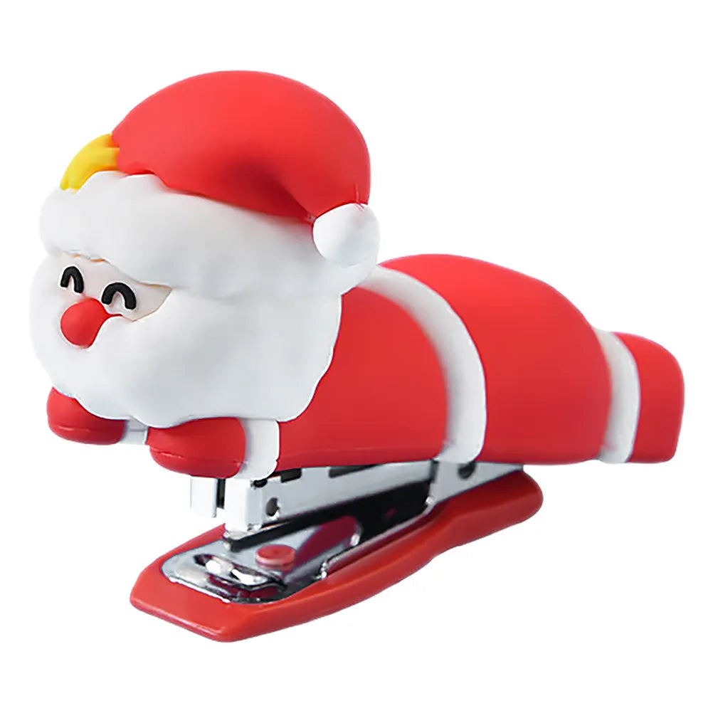 Santa Claus Stapler Small Cute Cartoon Portable Desktop Office Stapler Mini Travel Stationery for School Home Small Staplers