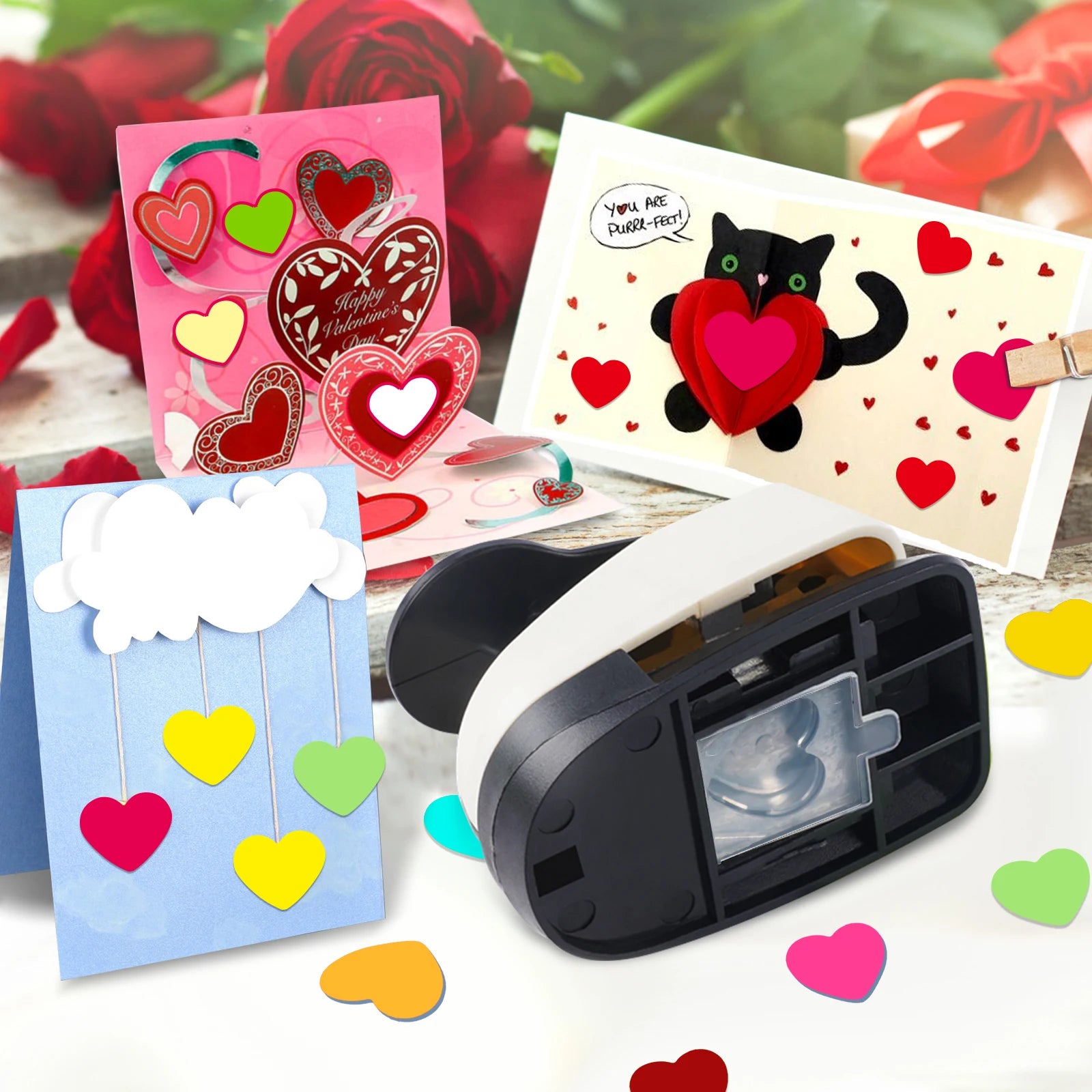 3pcs Paper cutter for crafts Hole Punchers Tool Set 3/8 5/8 1 inch 9 16 25mm Heart Paper Shapes for card making scrapbooking