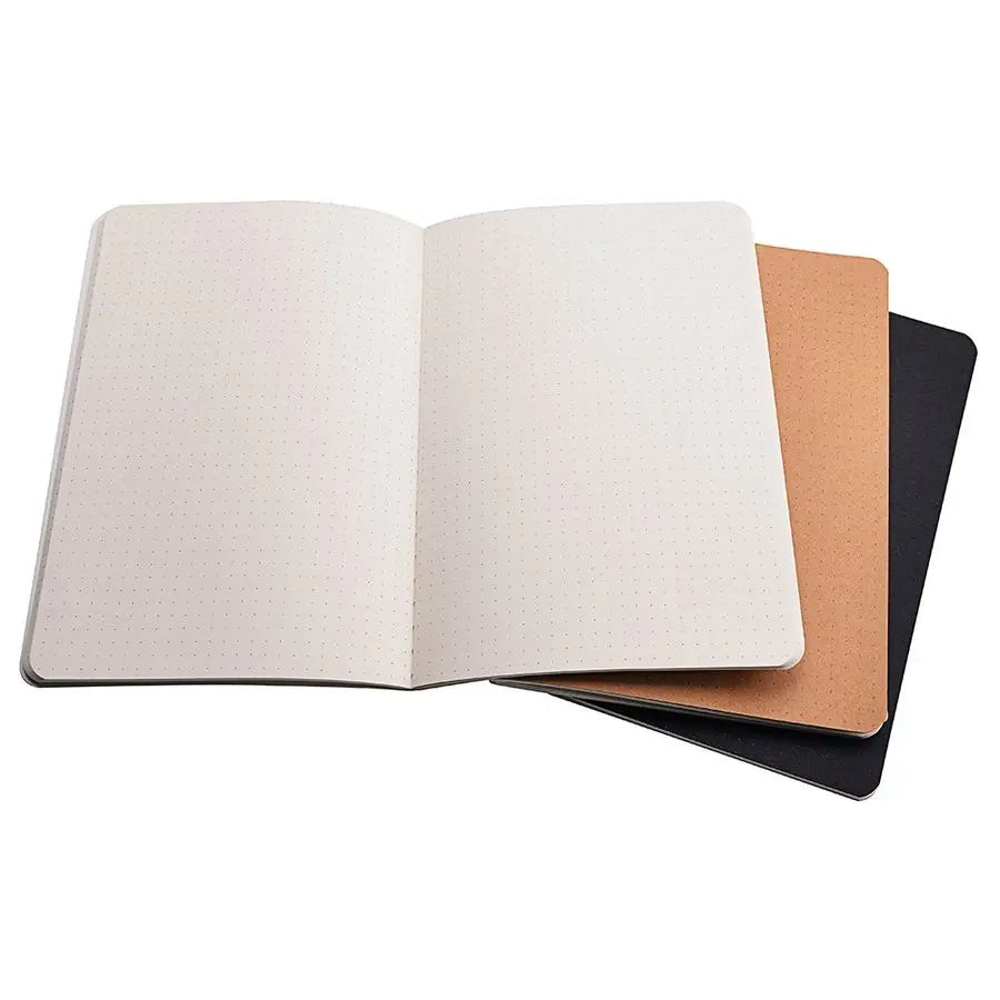 Set of 3 A5 Dotted Notebook Travel Journal 5.5 x 8.25 Dot Grid Paper for Bullet Notes Journaling, Total 120 Sheets 240 Pages, Bl