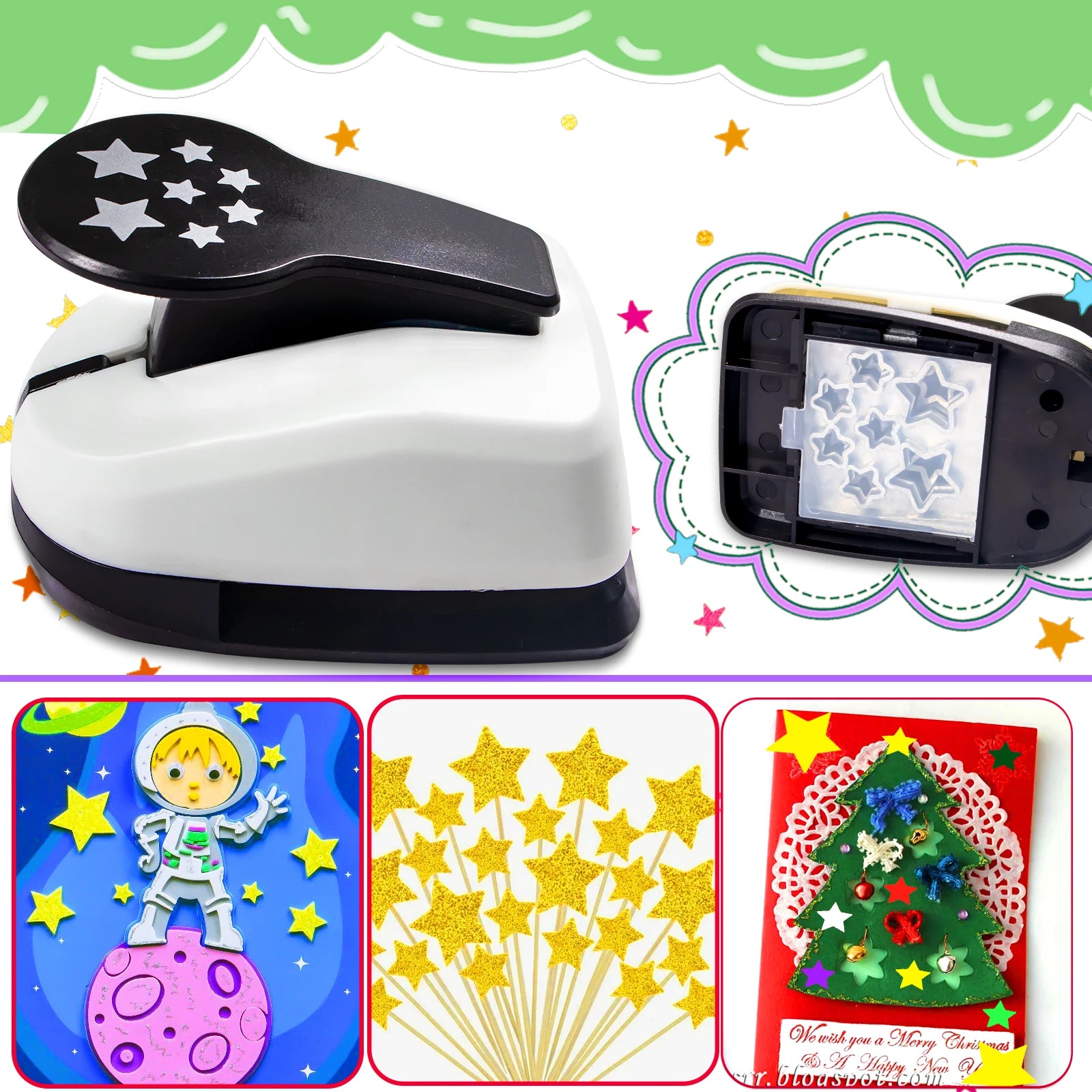 Paper cutter for crafts Hole Punch Puncher Punches Tool 50mm 2 inch 7 Star Paper Shapes Hole for card making custom scrapbooking